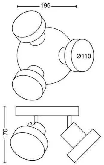 Philips 50603/31/P0 - LED Bodové svietidlo BUKKO 3xLED/4,5W/230V