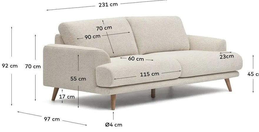 Béžová pohovka 231 cm Karin - Kave Home