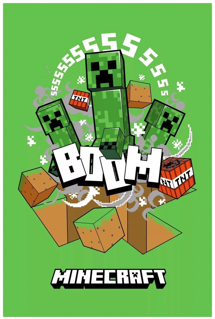 Fleecová deka Minecraft - motív Creepers Boom - 100 x 150 cm