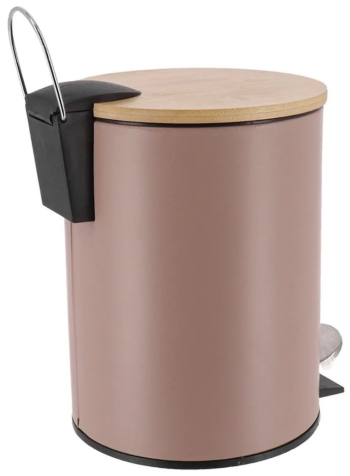 TENDANCE Odpadkový kôš Timeless, béžová/s drevenými prvkami, 2,5 l