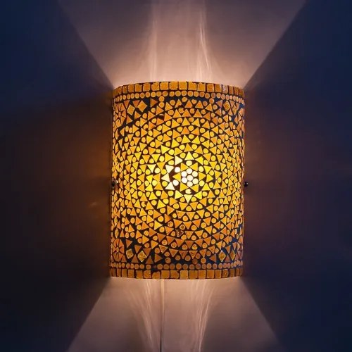 Mosaic lampa nástenná orientálna turkish Cylinder AMBER 17*26