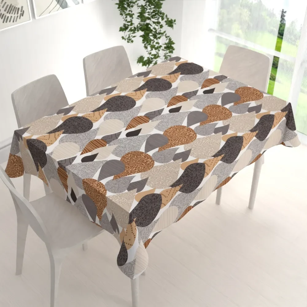 Biante Bavlnený obdĺžnikový obrus Sandra SA-507 Hnedo-sivé kvapky s ornamentami 120x200 cm