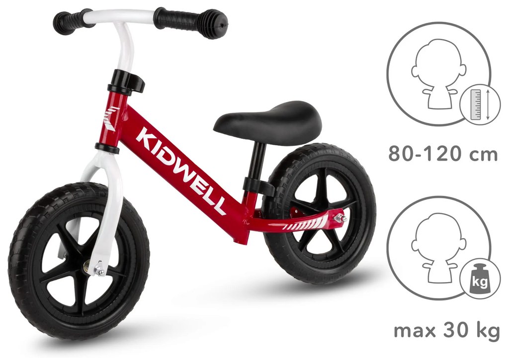 Detský balančný bicykel Kidwell REBEL 12" s EVA kolesami a ložiskami