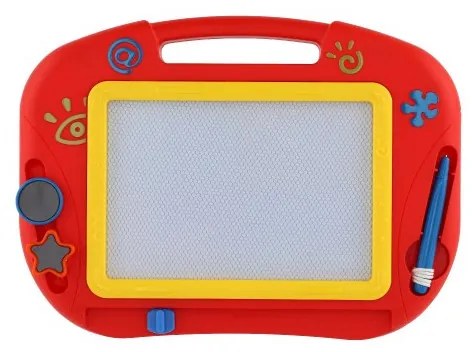 Teddies Magnetická tabuľka kresliaci farebná s doplnkami plast v krabici 32x24x3cm