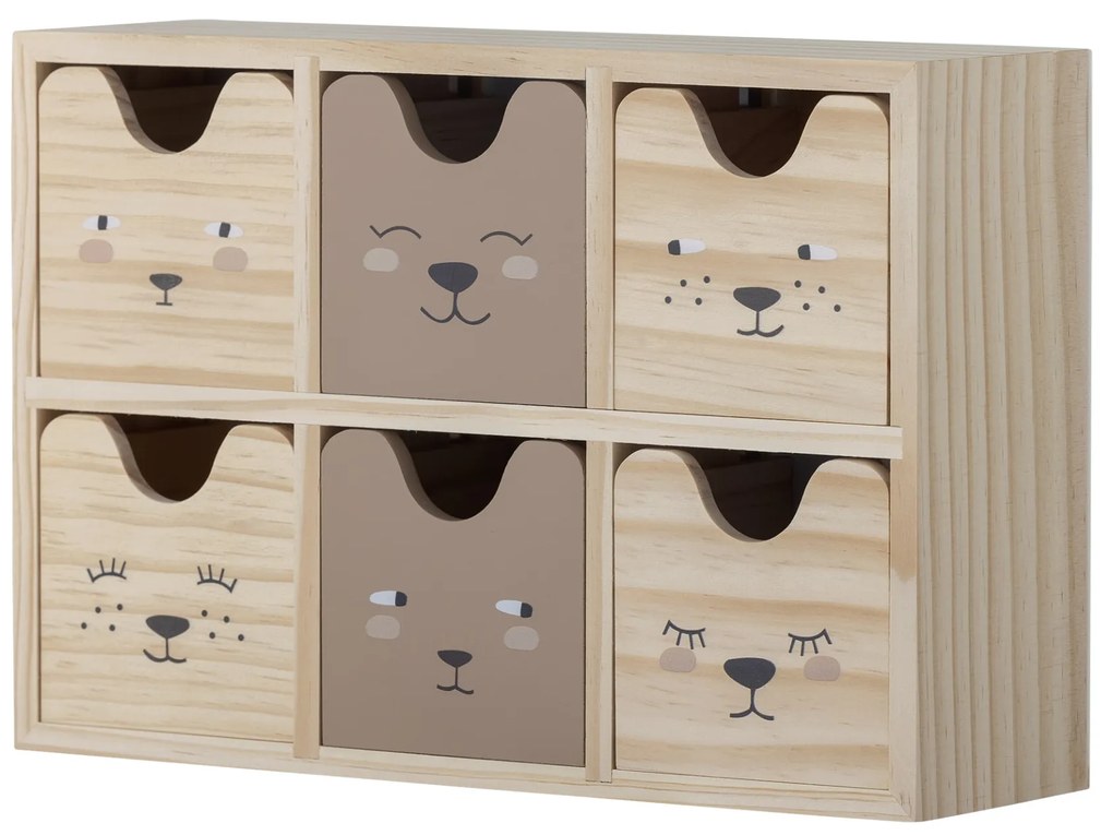 Bloomingville Drevený úložný box so zásuvkami Calle Nature