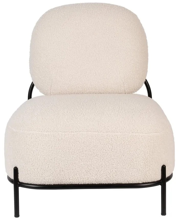 Krémové kreslo z textílie buklé Polly – White Label