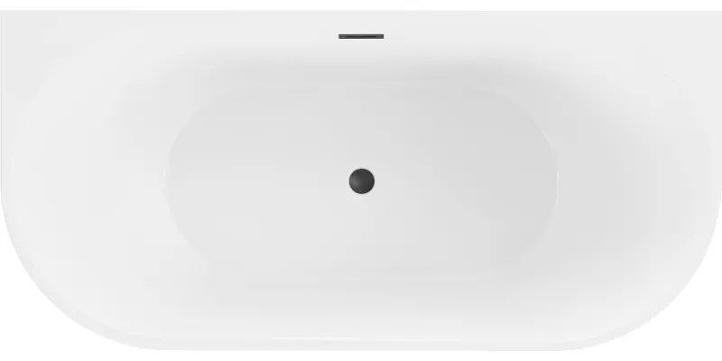 Mexen Oval, voľne stojaca nástenná vaňa 170 x 80 cm, biela, čierny matný prepad, 52671708000-70