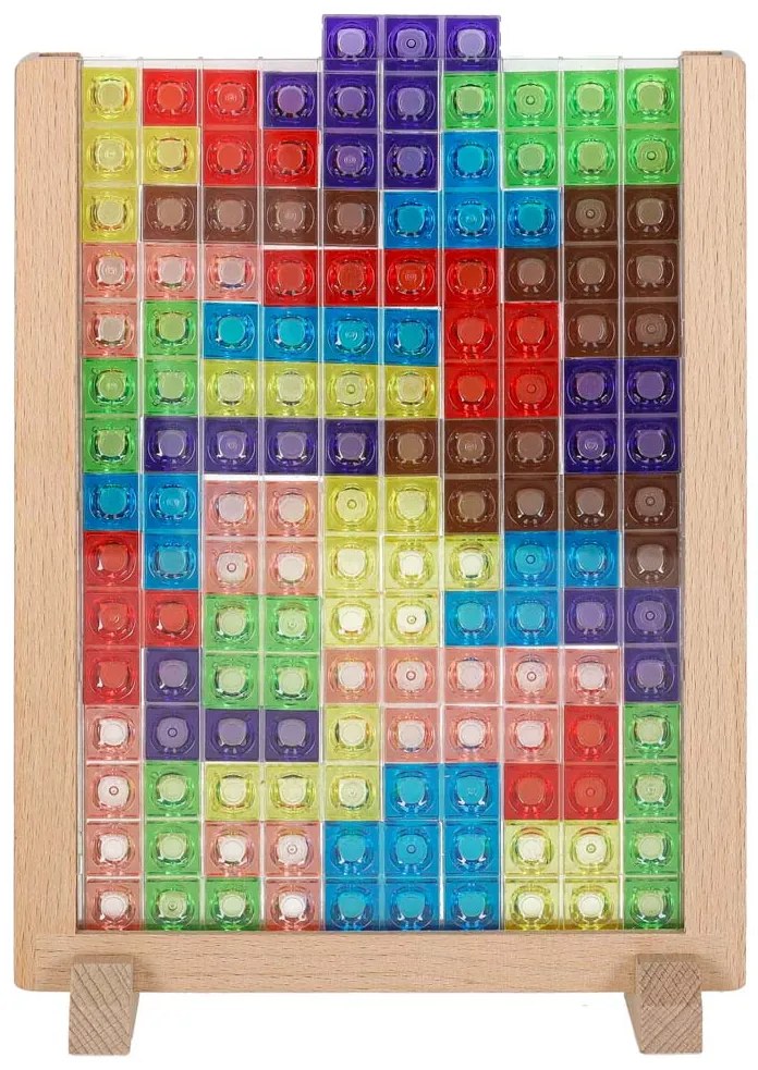 KIK Logická hra Tetris zo dreva a plastu na stojane