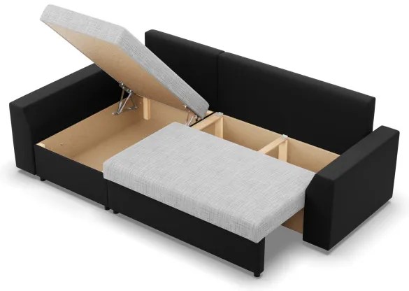 Rohová rozkladacia sedačka LUGO sivá / čierna