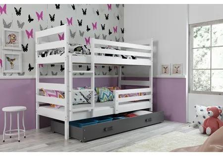 Detská poschodová posteľ ERYK 200x90 cm Sivá Biela