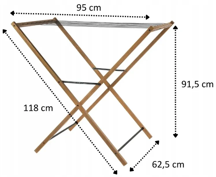 Erga Aurora Line, drevený vešiak na sušenie bielizne 95x62,5x90 cm na postavenie, hnedá-čierna, ERG-SEP-1003SEPSULUNA
