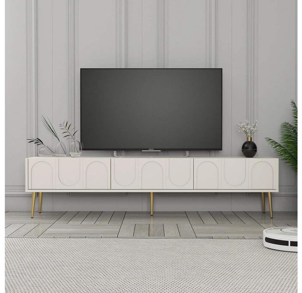 TV stolík/skrinka Bipemu 3 (krémová + zlatá). Akcia -20%. Vlastná spoľahlivá doprava až k Vám domov. 1095681