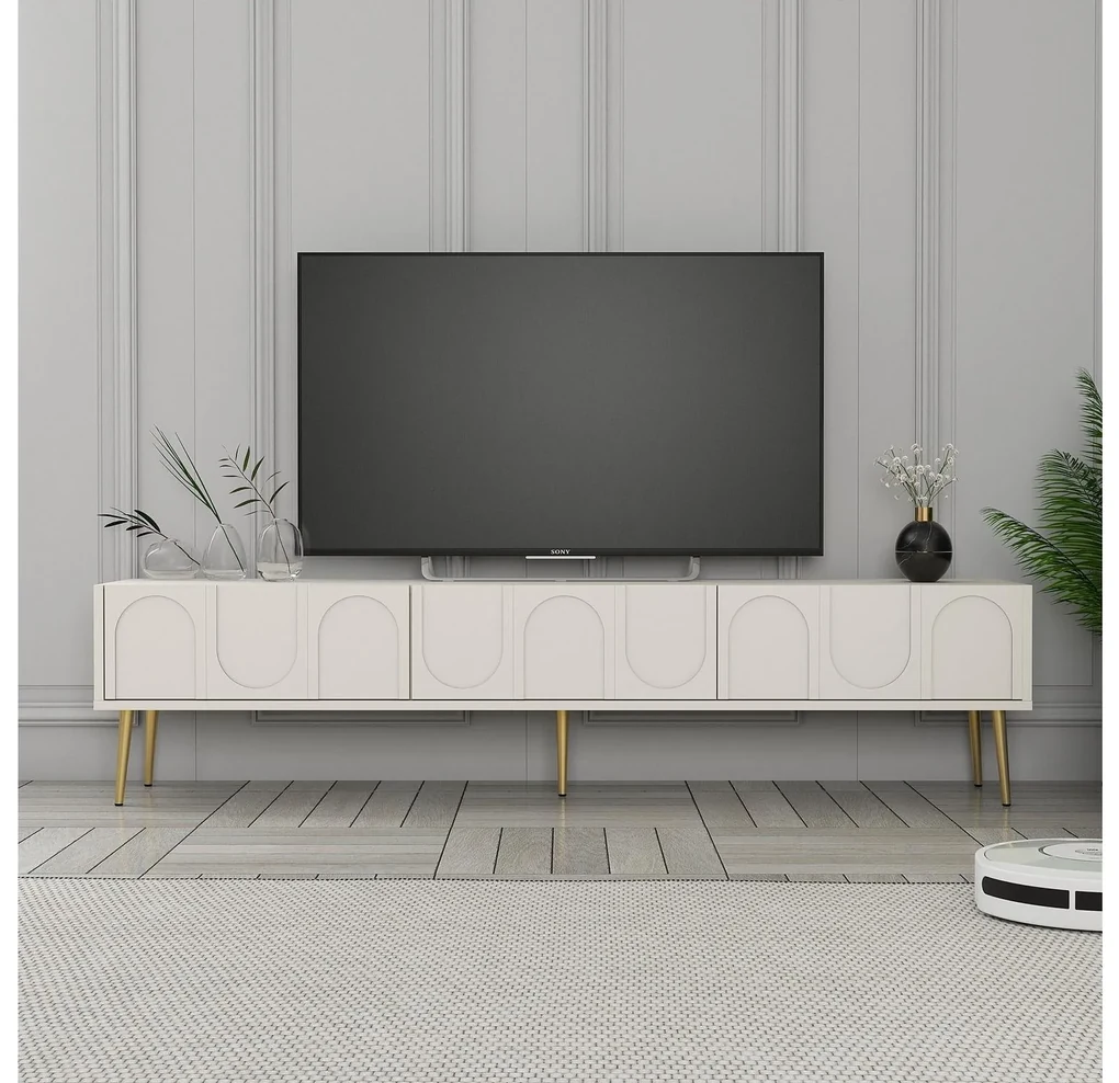 TV stolík/skrinka Bipemu 3 (krémová + zlatá). Akcia -20%. Vlastná spoľahlivá doprava až k Vám domov. 1095681