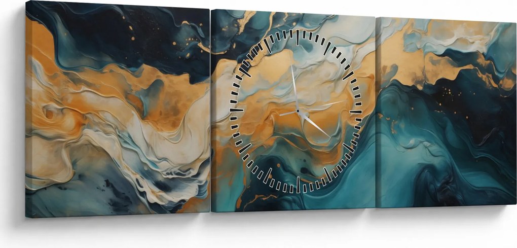 Obraz - Abstrakcia (s hodinami) (90x30 cm)