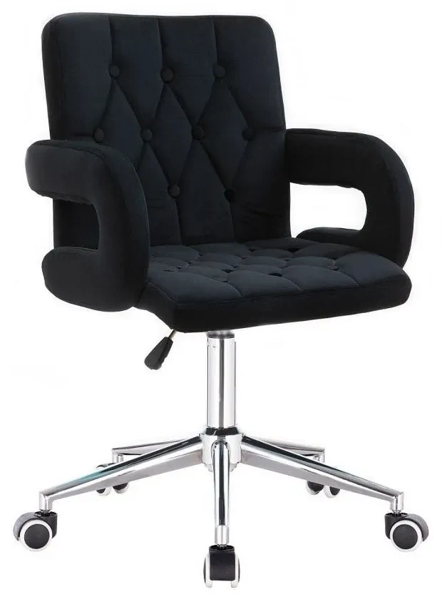 LuxuryForm DESIGN Stolička BOSTON VELUR na striebornej podstave s kolieskami - čierna
