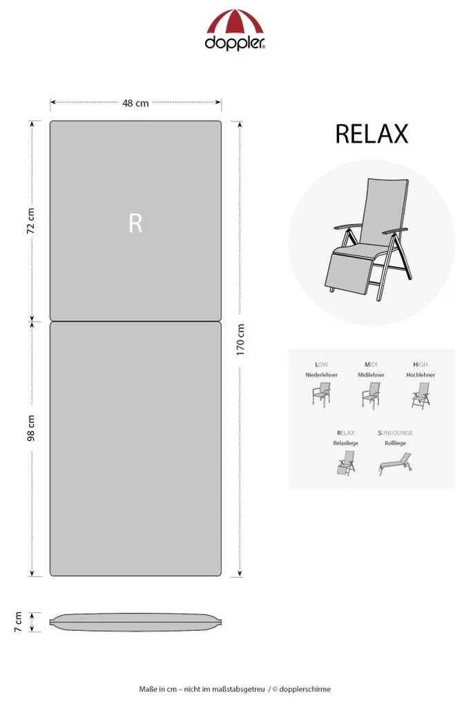 Doppler FUSION 2430 relax - polster na záhradné relaxačné kreslo, bavlnená zmesová tkanina