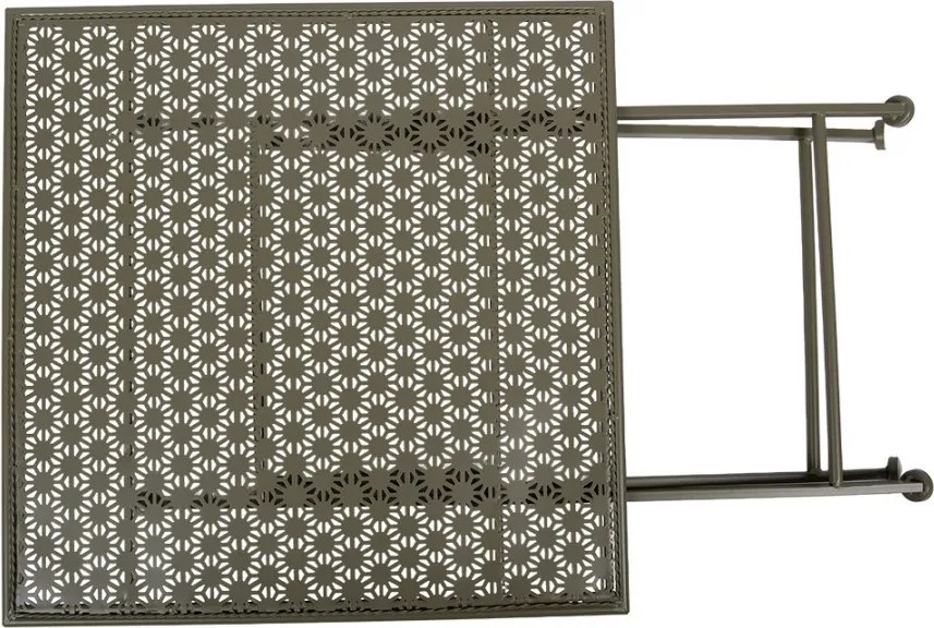 Zelený skladací záhradný kovový Bistro set stôl a 2 stoličky - 60*60*70cm / 50*40*93 cm