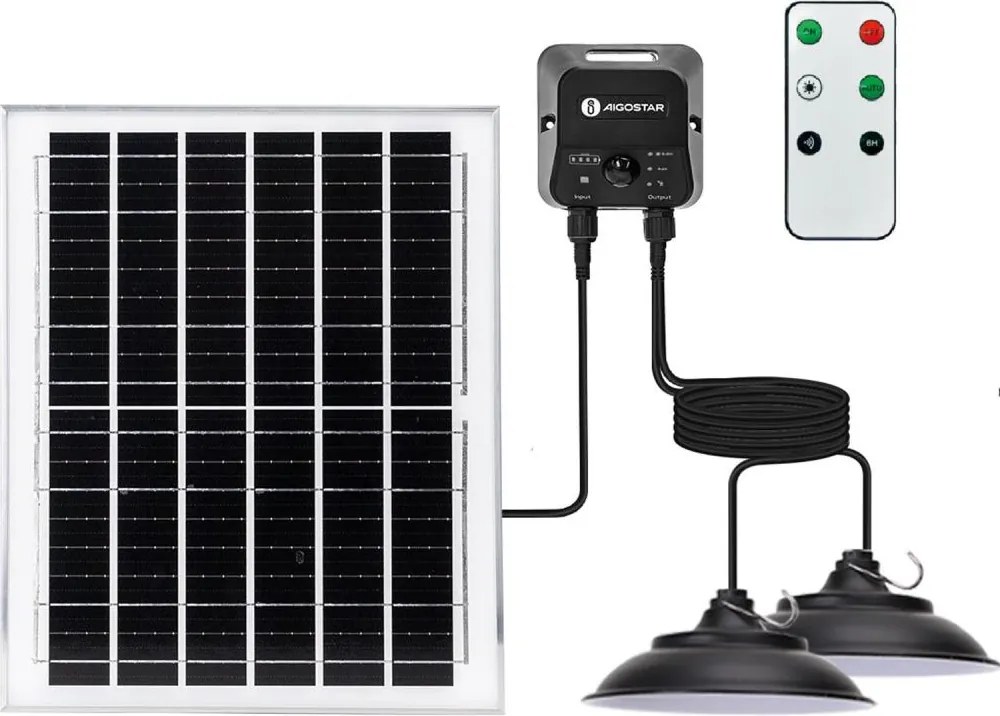 Aigostar - LED solárny luster 2×LED/70 W/12 V 12 000 mAh 6500 K, priemer 23,5 cm + diaľkové ovládanie