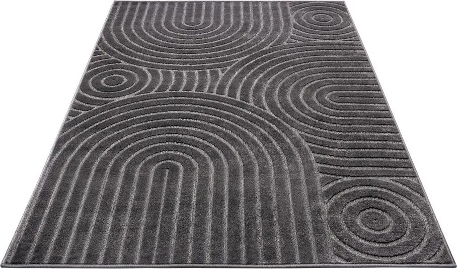 Antracitovosivý koberec 67x120 cm Iconic Wave – Hanse Home