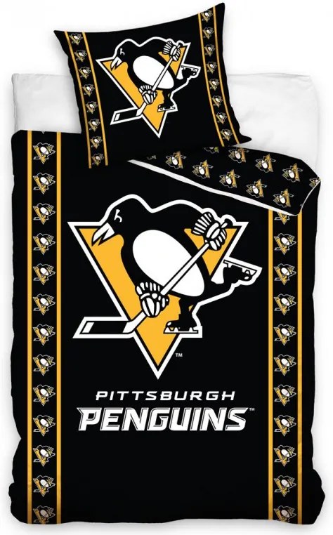 Obliečky klubu NHL Pittsburgh Penguins stripes 140x200/70x90 cm