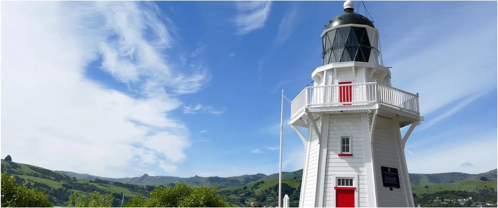Obraz majáku Akaroa, Nový Zéland (120x50 cm)