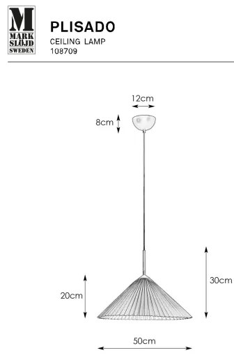 Markslöjd 108709 - Luster na lanku PLISADO 1xE27/40W/230V pr. 50 cm šedá