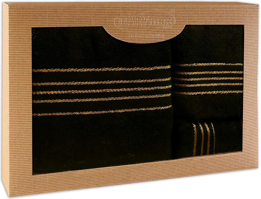 BAVLNENÉ UTERÁKY TIWANO SADA 1 KS 30X50 CM, 1 KS 50X90 CM, 1 KS 70X140 CM ČIERNA