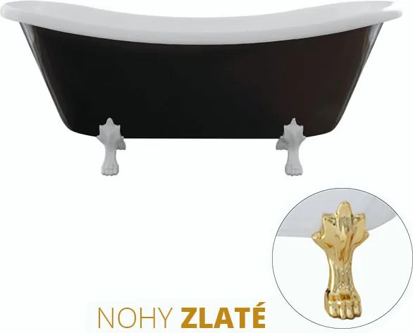 Besco Voľne stojaca vaňa zo sanitárneho kompozitu Amelia BW 190x77 s prepadom BESCO-Typ výpuste: Click-Clack s prepadom, chróm, BESCO-Nôžky: Biela