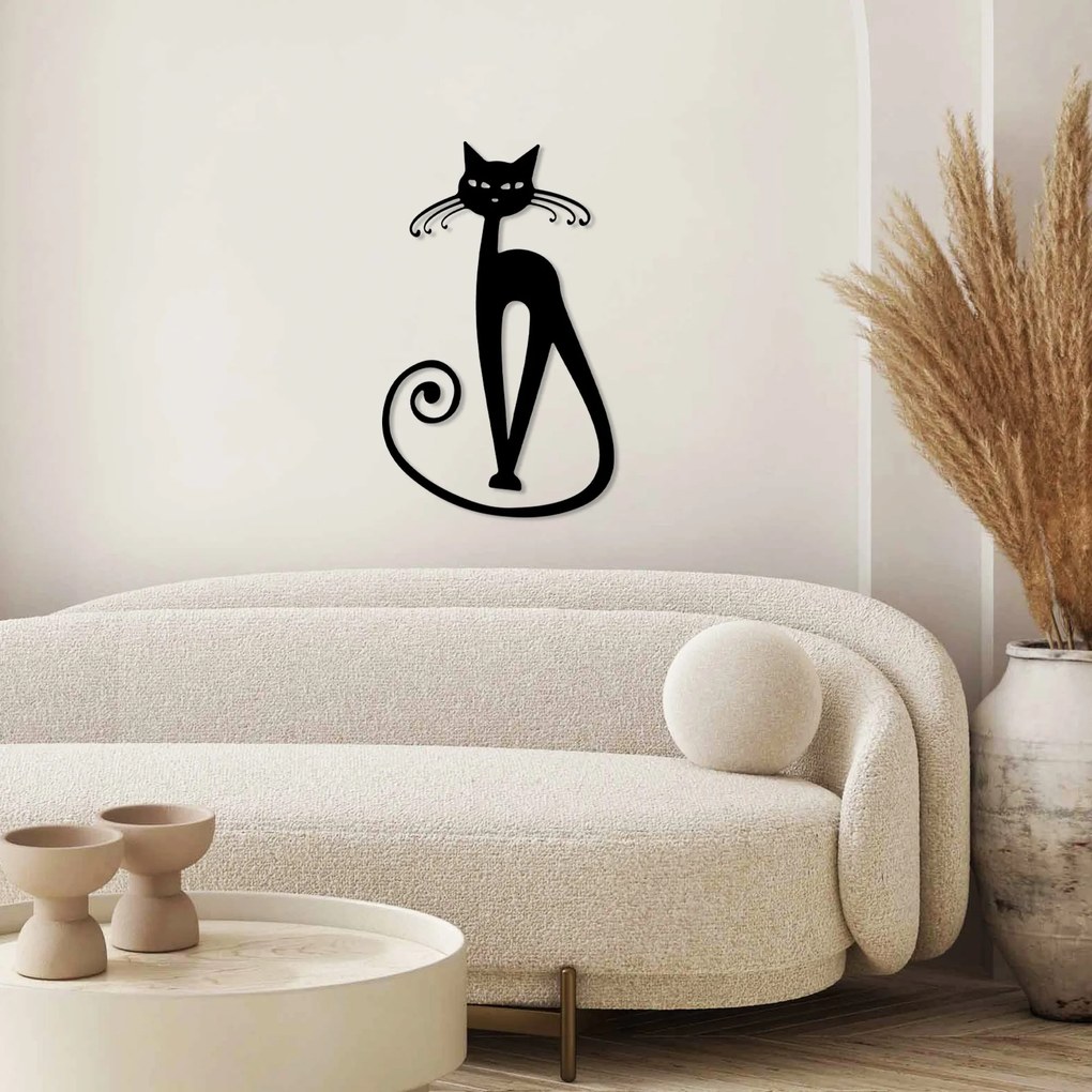 Nástěnná kovová dekorace Cat 6 černá