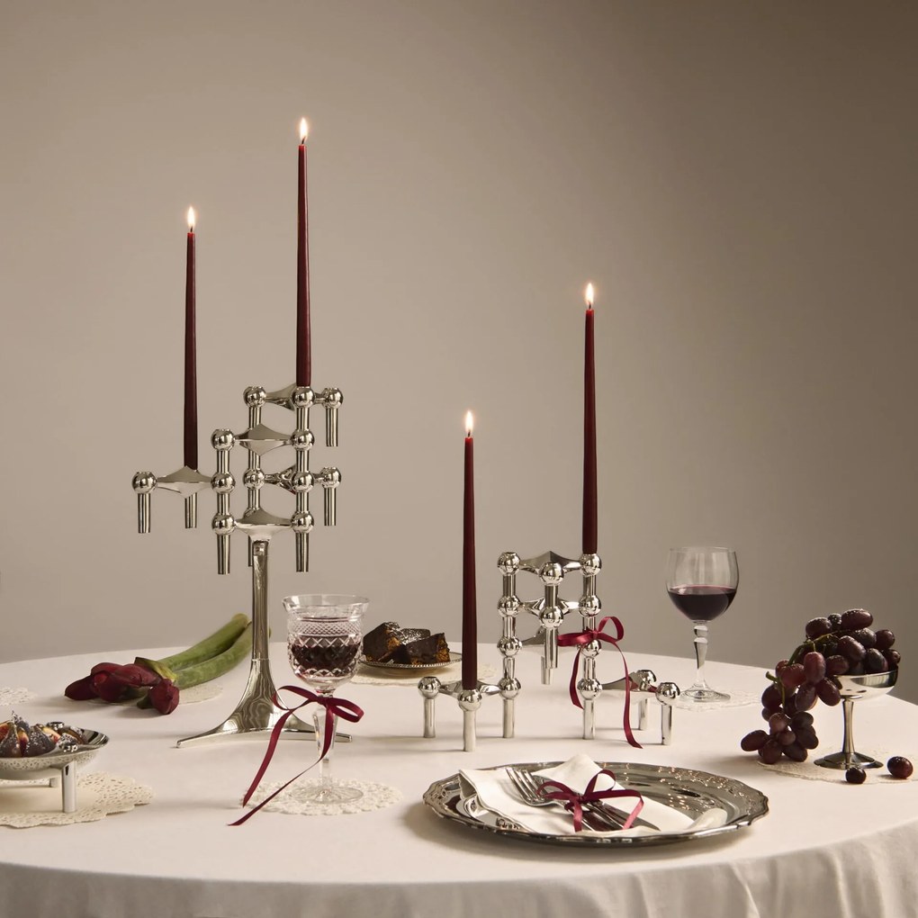Stoff Nagel Vysoká sviečka STOFF Nagel by Ester&Erik Burgundy Red – set 6 ks