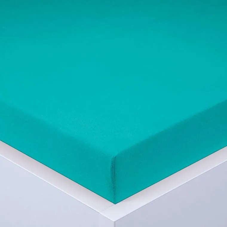 Napínacia plachta na posteľ jersey EXCLUSIVE tyrkysovo zelená sada 2 ks 90 x 200 cm