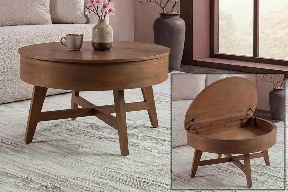 Dizajnový konferenčný stolík Rajnish 70 cm hnedé mango