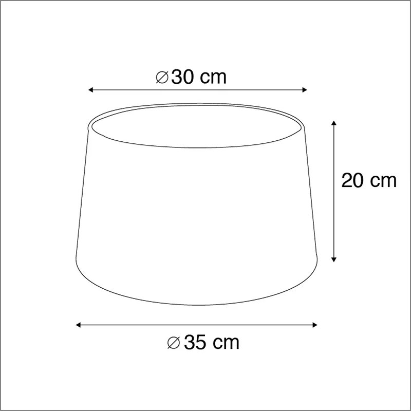 Bavlnený tienidlo čierny 35/30/20 so zlatým vnútrom