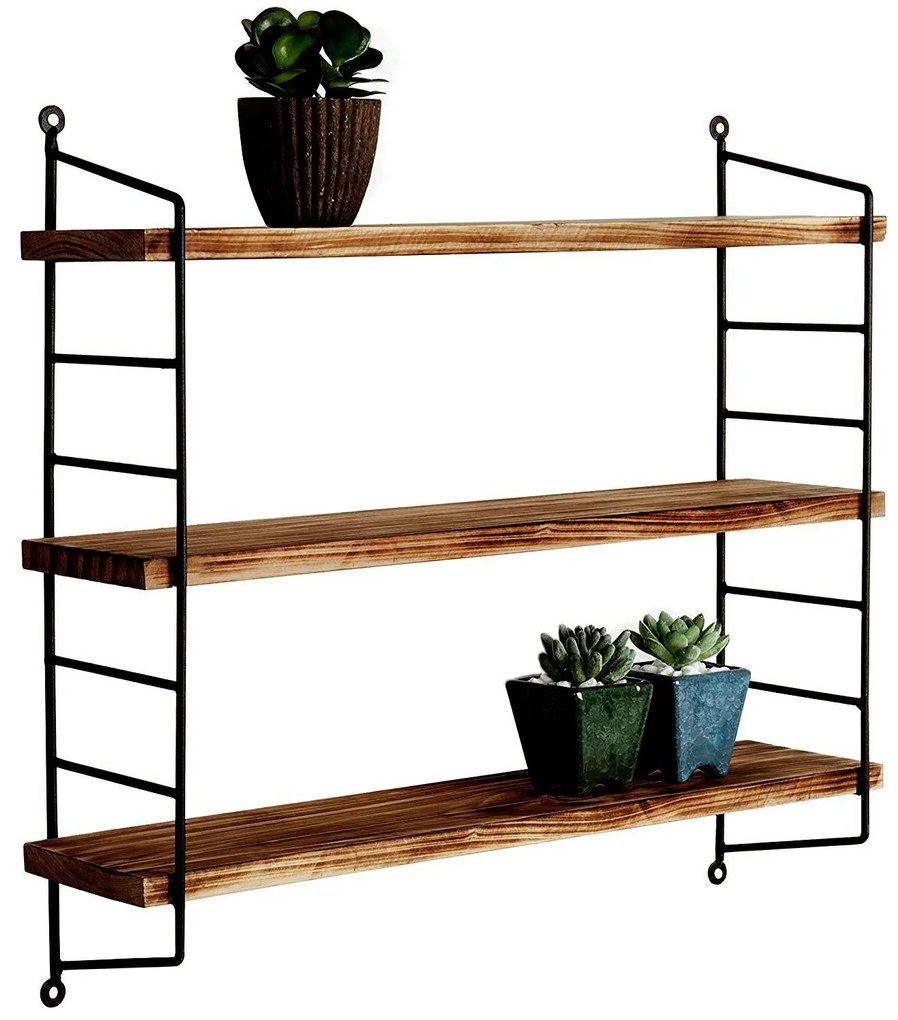 Nástenná polica Waren 60 cm z masívu čierna/orech