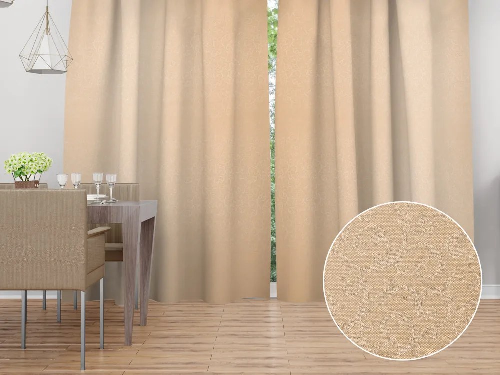 Biante Dekoračný záves TF-092 Ornamenty - béžová light 150x210 cm