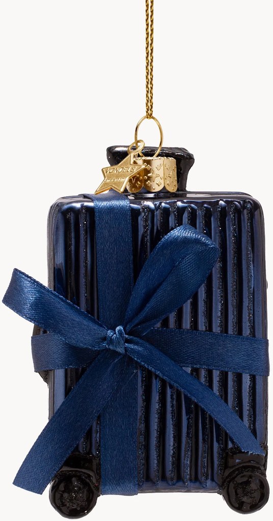 Ručne fúkaná vianočná ozdoba Suitcase