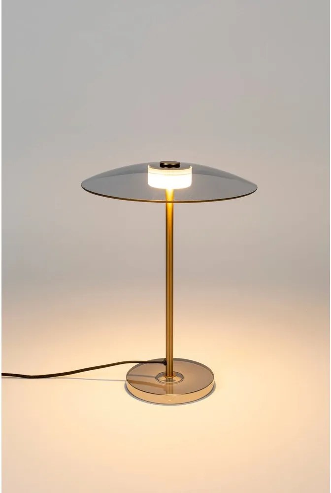 Sivá/v zlatej farbe LED stmievateľná stolová lampa so skleneným tienidlom (výška 42 cm) Float – Zuiver