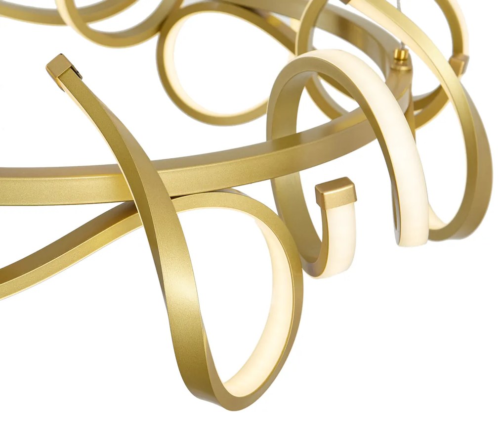 Dizajnové závesné svietidlo zlaté okrúhle s 3-stupňovým stmievaním - Krisscross