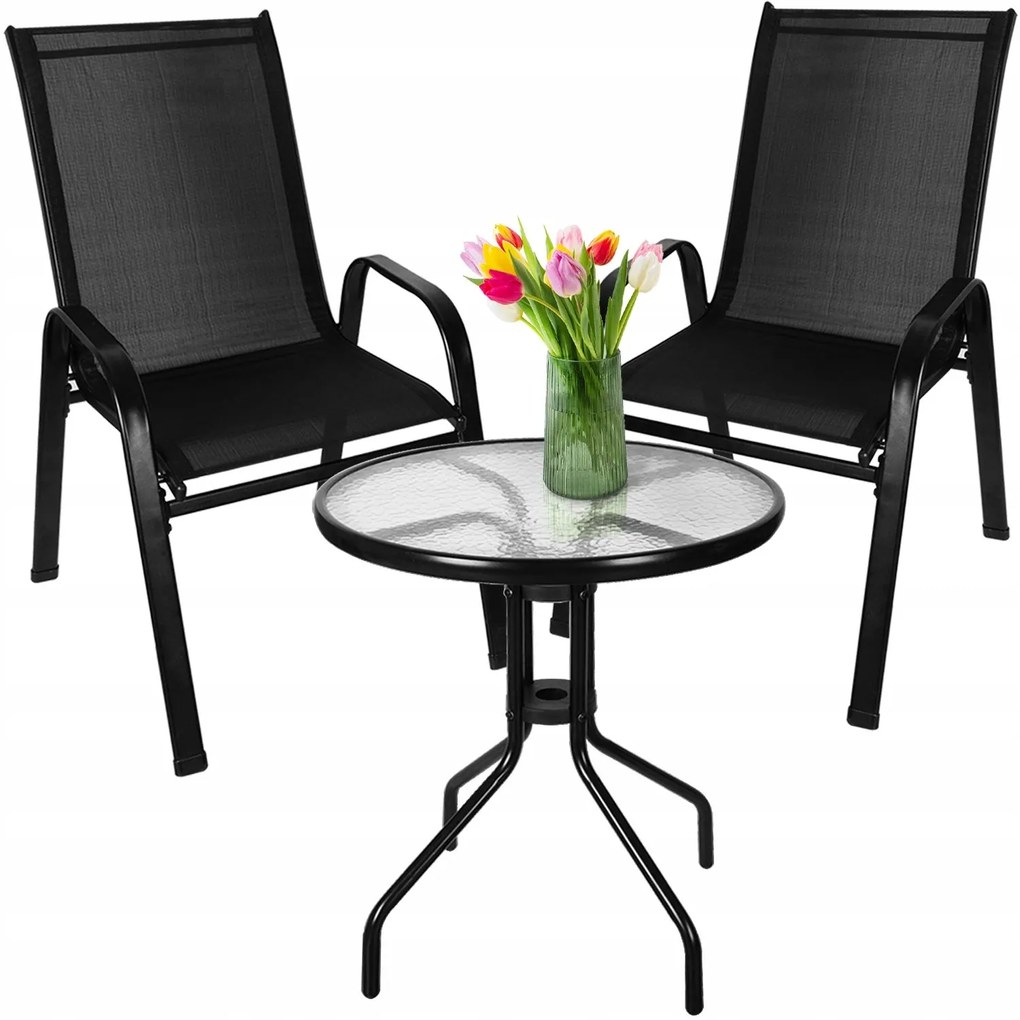 Gardlov 23461 Balkónový set stôl + 2 stoličky čierny