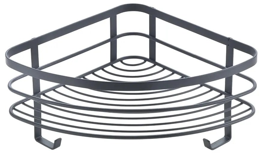 Čierna nástenná rohová kúpeľňová polica Metaltex Origin