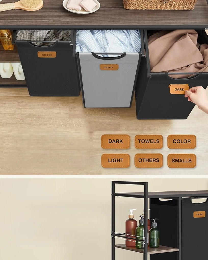 Kôš na bielizeň Vasagle Asas 150 l čierny/šedý/hnedý