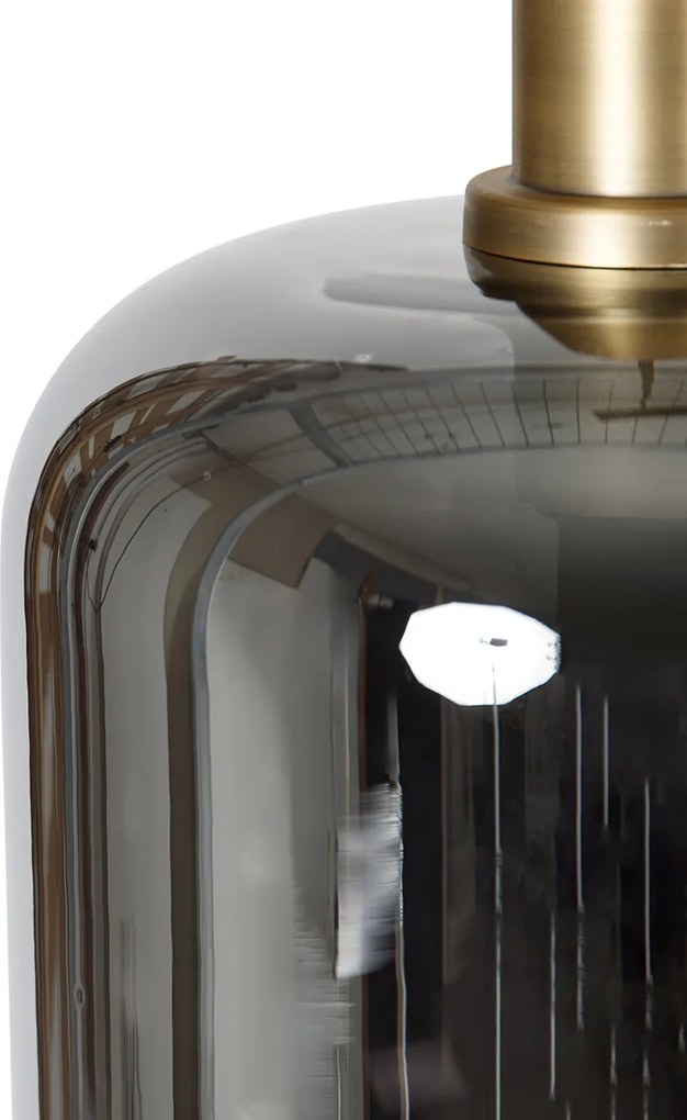 Závesné svietidlo čierne so zlatom a dymovým sklom vrátane 4 PUCC - Zuzanna