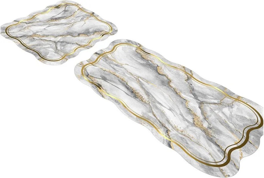Sivé/v zlatej farbe kúpeľňové predložky v súprave 2 ks 60x100 cm – Foutastic