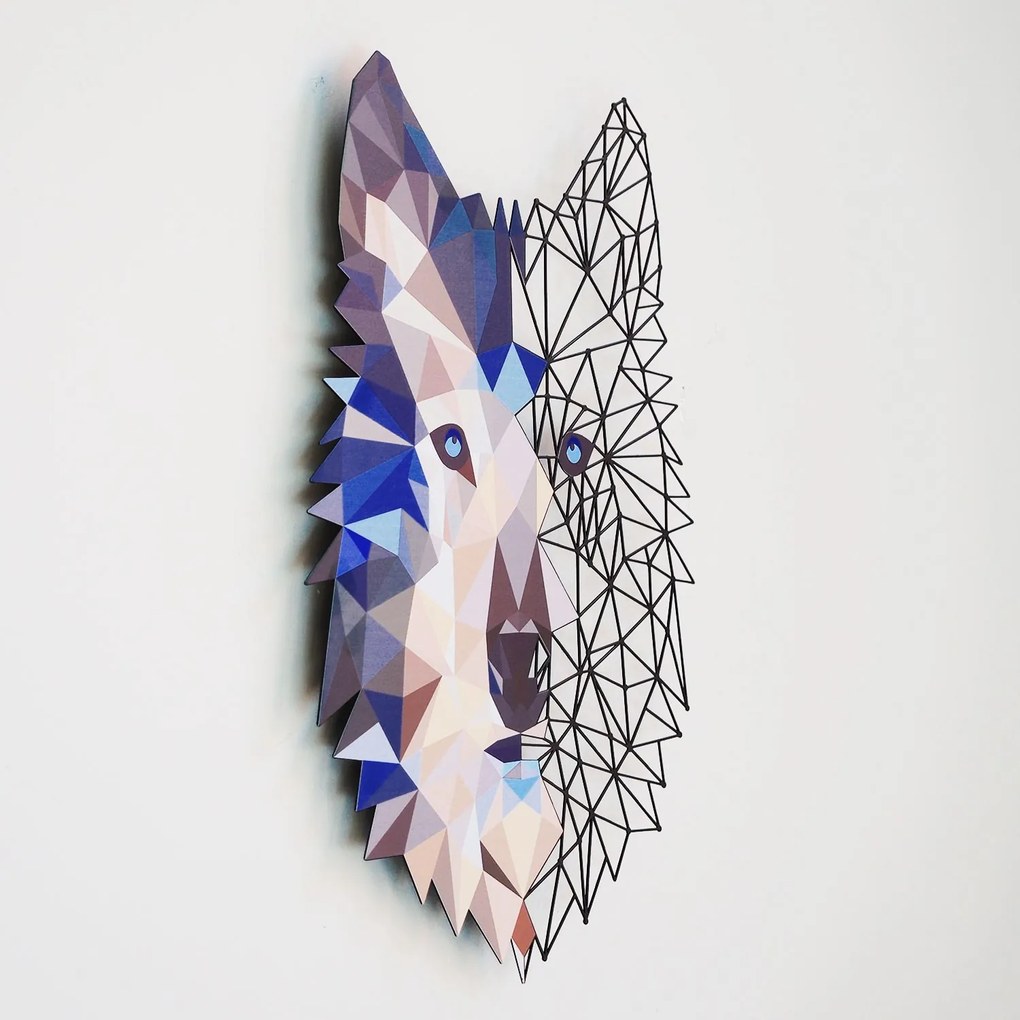 Nástenná kovová dekorácia Vlk nástenné umenie viacfarebná