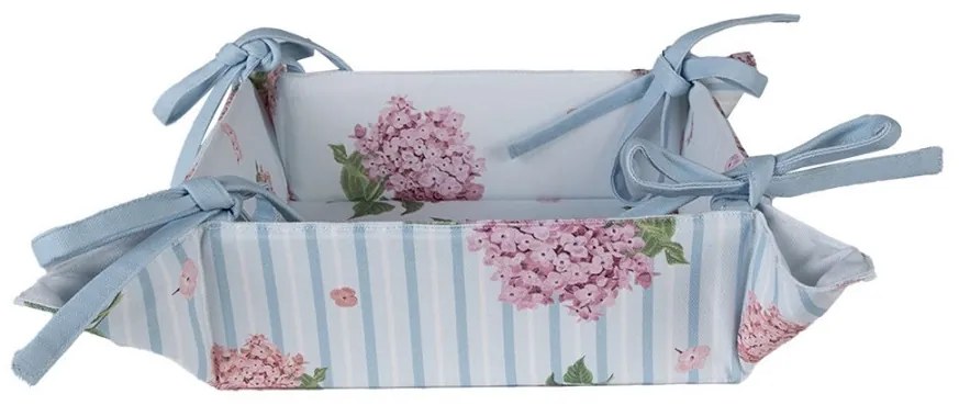 Bavlnený košík na pečivo s kvety hortenzie Vintage Grace - 35*35*8cm