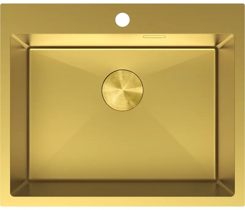 Mexen Solix, 1-komorový nerezový drez 600 x 500 mm, brúsená zlatá, 6408601000-55