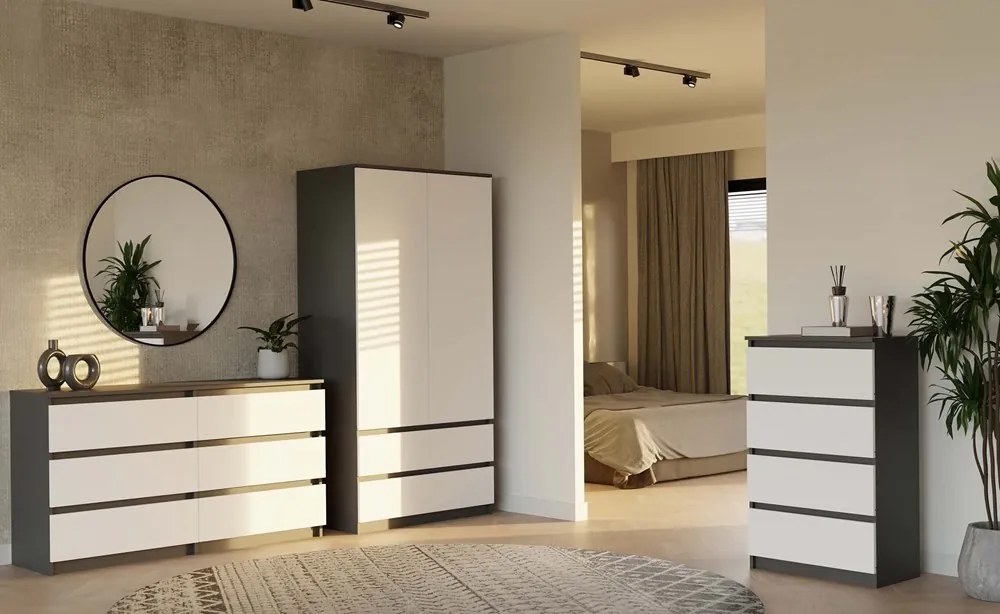 Komoda Malwa M6 140 cm antracit/bílá