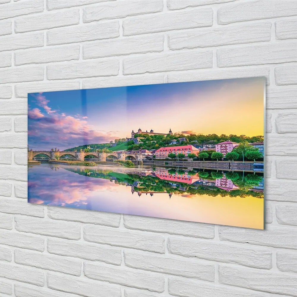 Sklenený obraz rieka Nemecko Sunset 125x50 cm