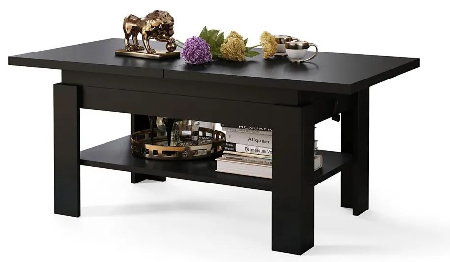 Rozkladací konferenčný/jedálenský stôl s výškovo nastaviteľnou doskou ROY čierny