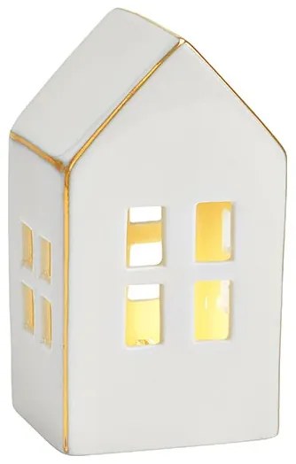 Biely LED porcelánový domček SHINY HOUSE